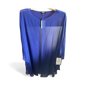 SLNY Royal Blue Sheer Blouse Shawl NWT Women’s Size 14 Elegant Fairy-core New
